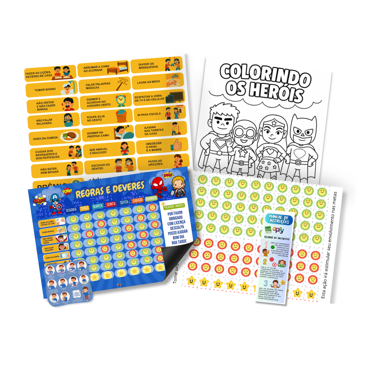 Quadro De Rotina Infantil Incentivo Quadro + Brinde Heróis
