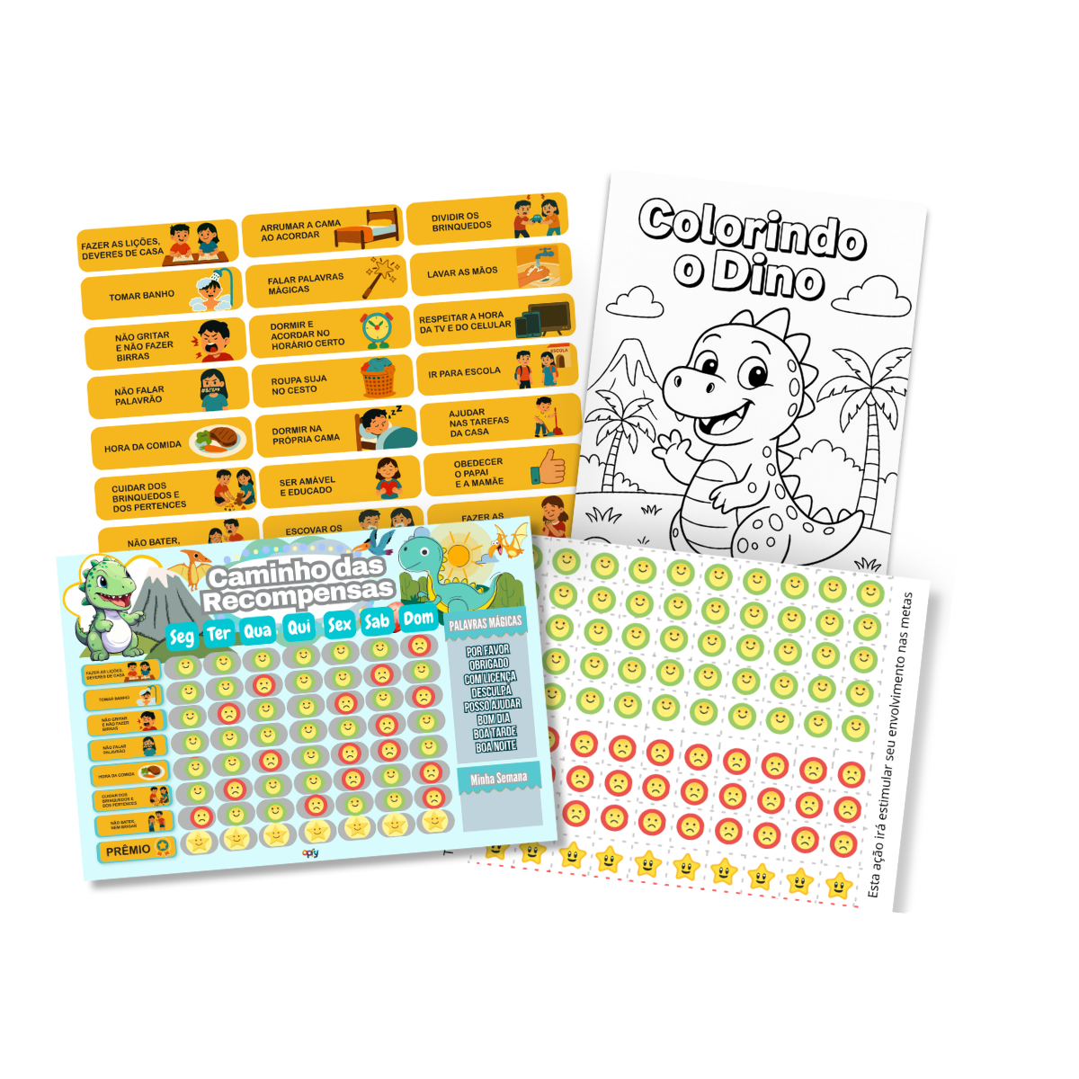 Quadro De Rotina Semanal Infantil Dinossauro De Parede