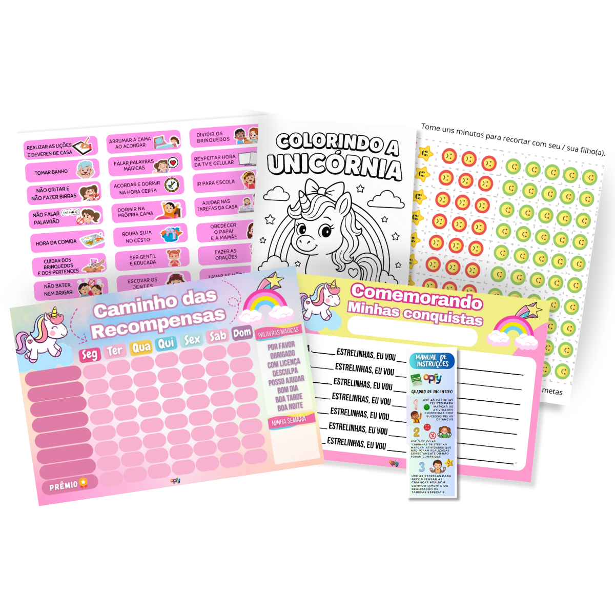 Quadro De Rotina Infantil Unicórnio Atividade Para Incentivo