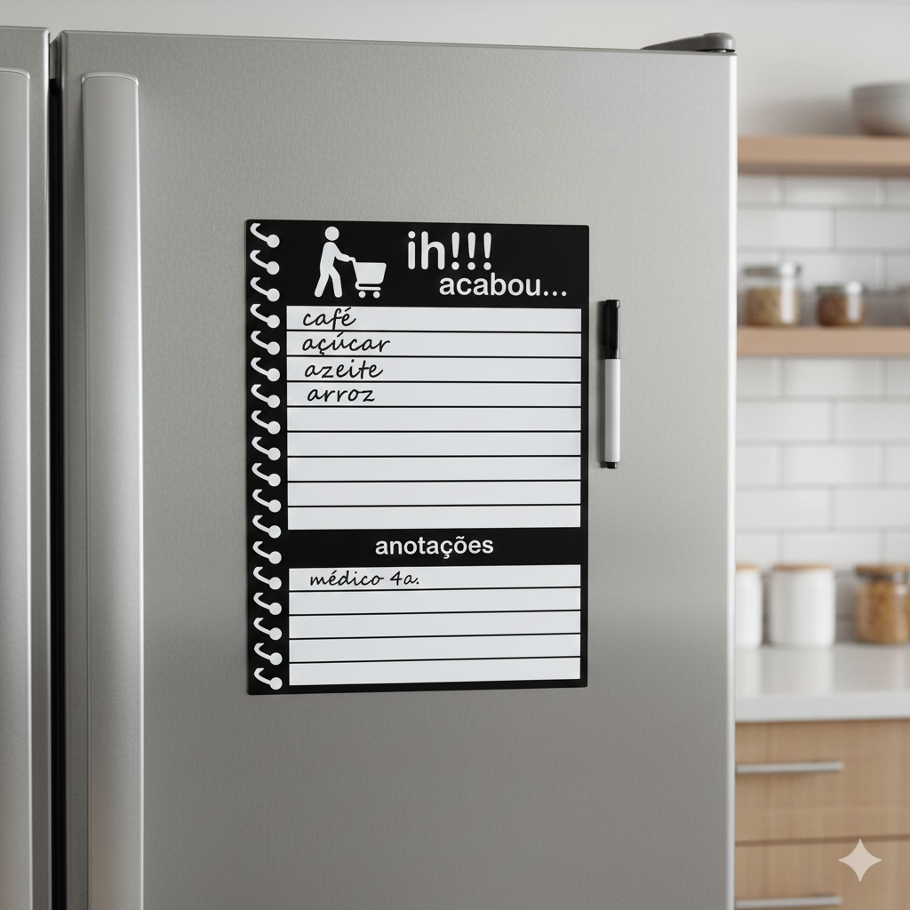 Ímã De Geladeira Planner Lista De Compras Mercado Recados