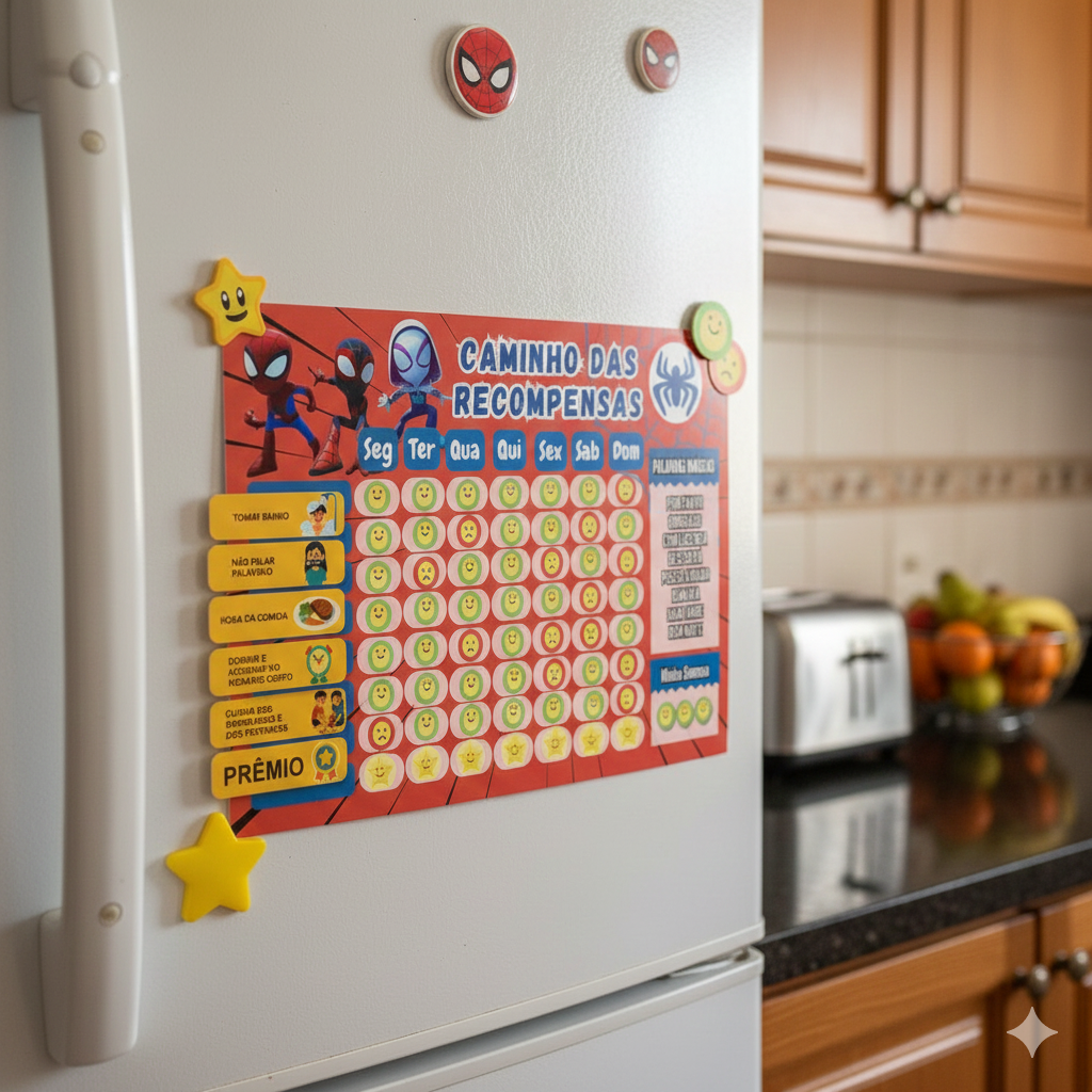 Quadro De Regras Tarefas Incentivo Imã Geladeira Herois