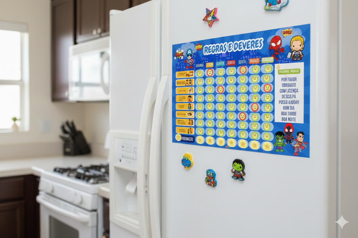 Quadro De Rotina Infantil Incentivo Quadro + Brinde Heróis