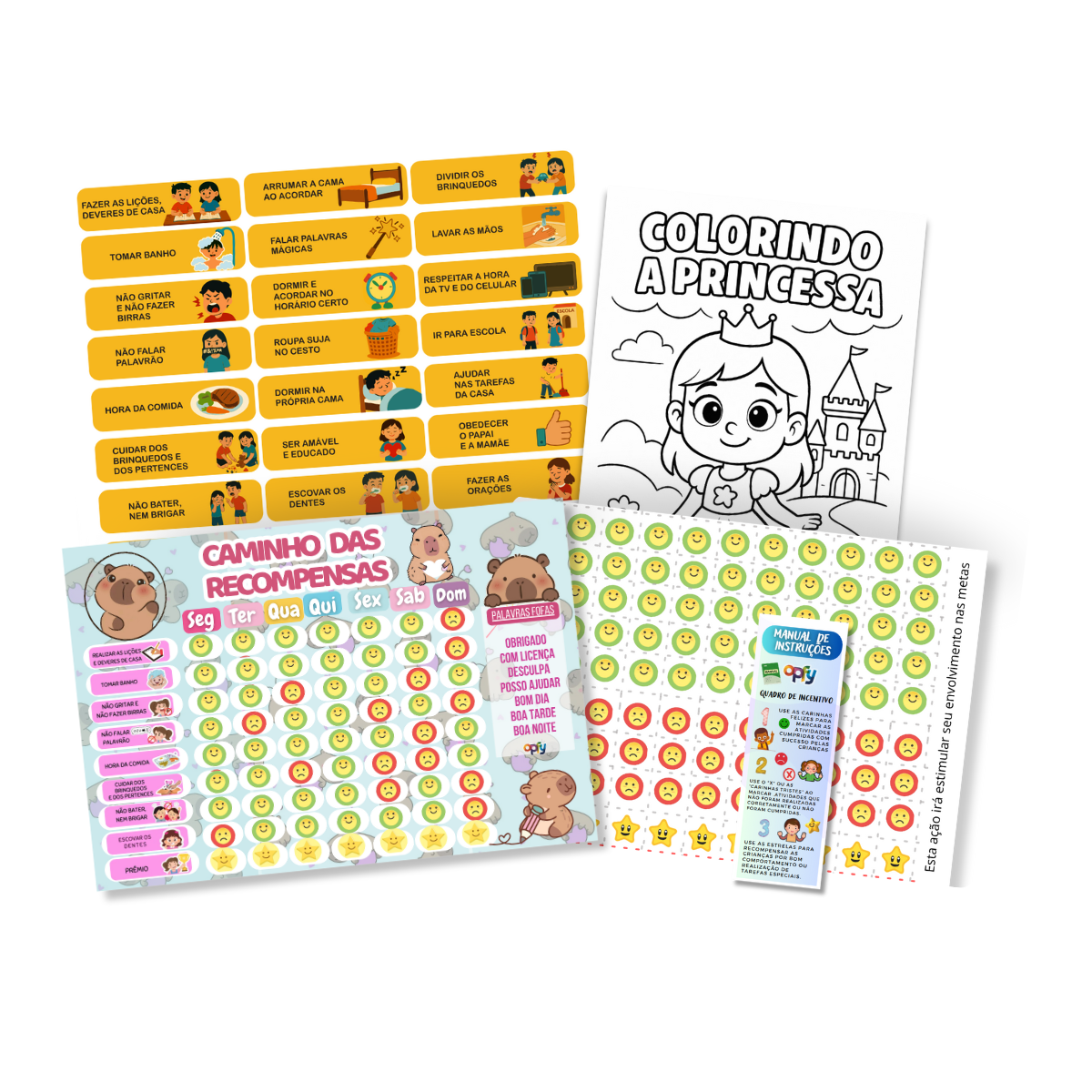 Quadro De Tarefas E Incentivo Infantil Capivara - Opfy Lilás