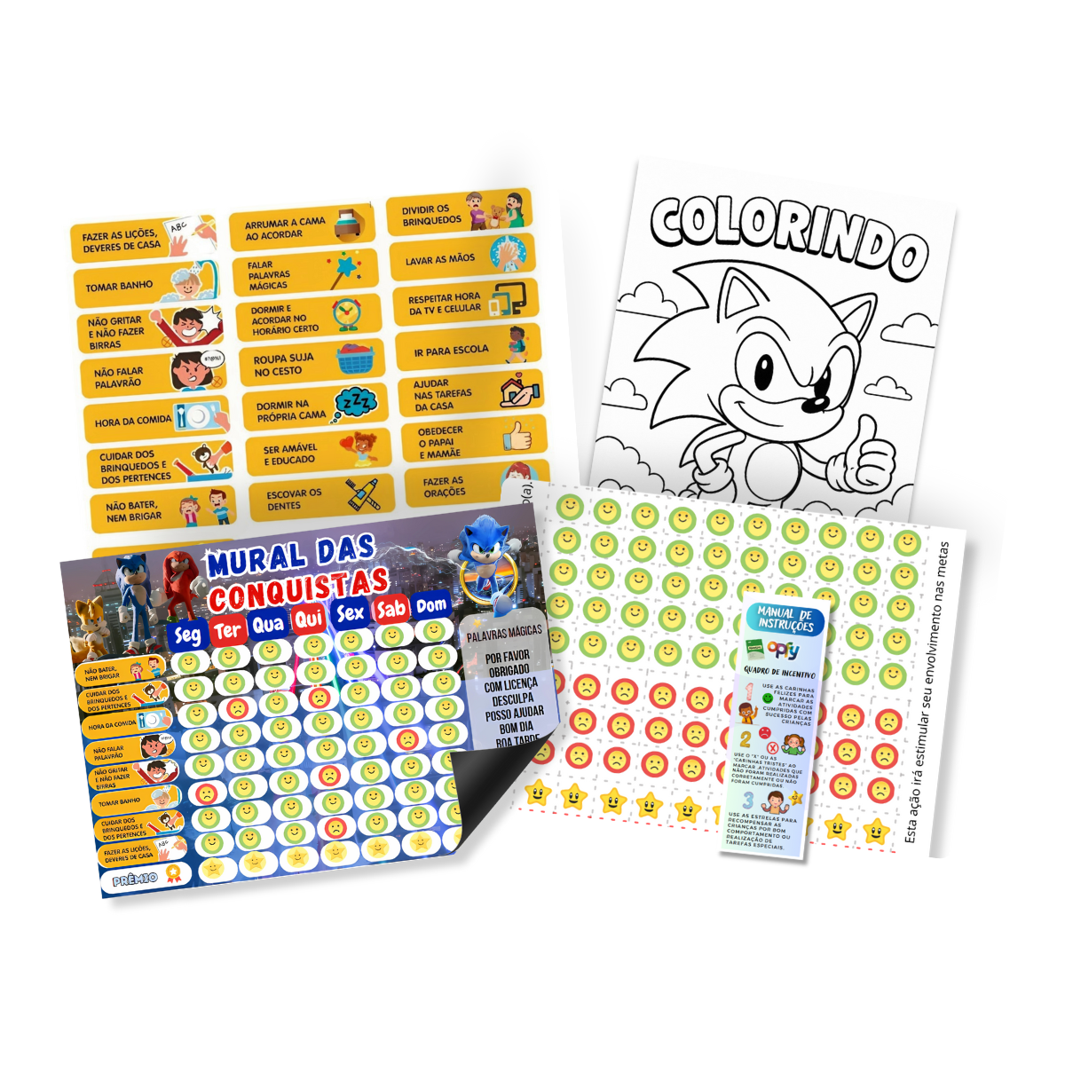 Quadro De Incentivo Infantil Tema Sonic - Opfy