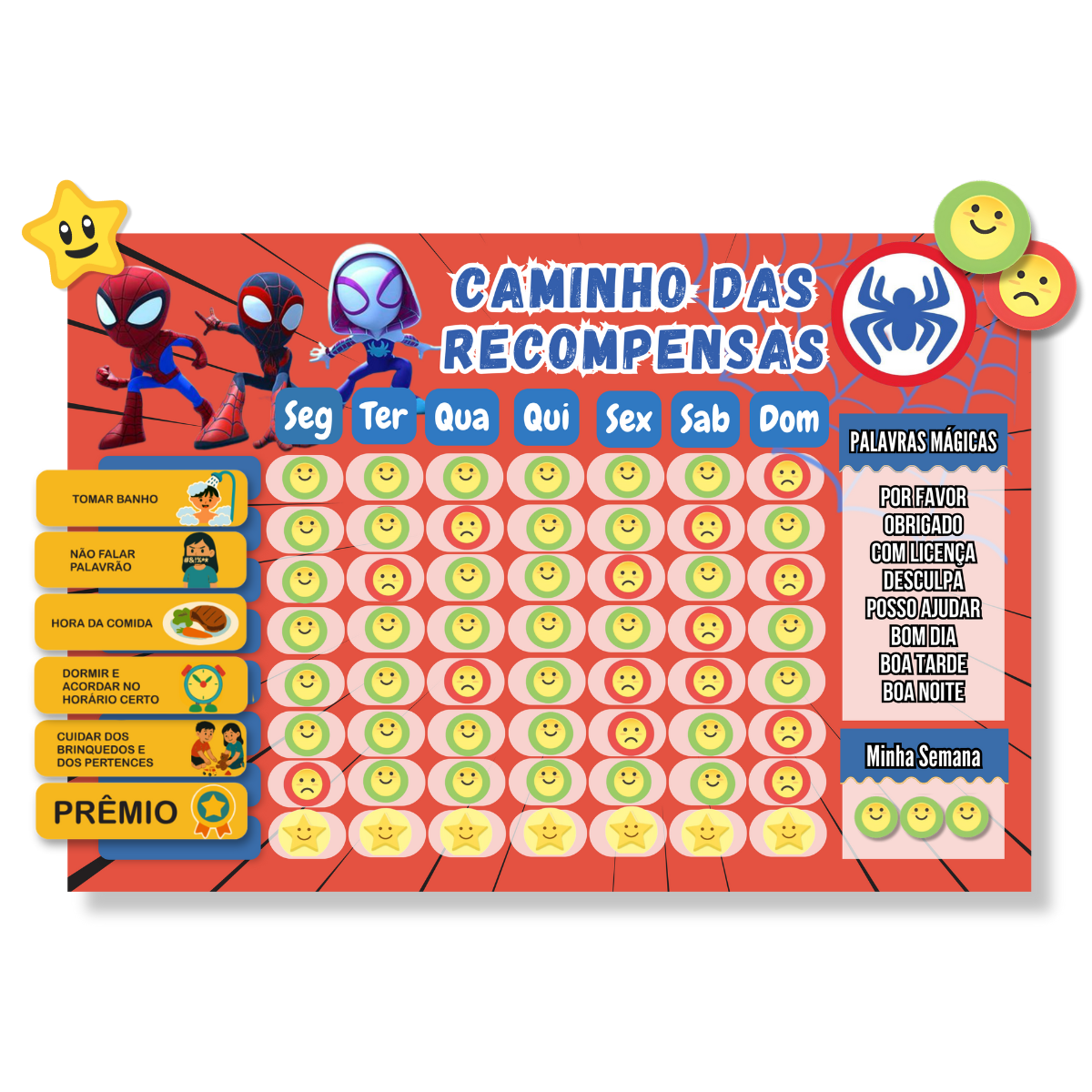 Quadro De Regras Tarefas Incentivo Imã Geladeira Herois