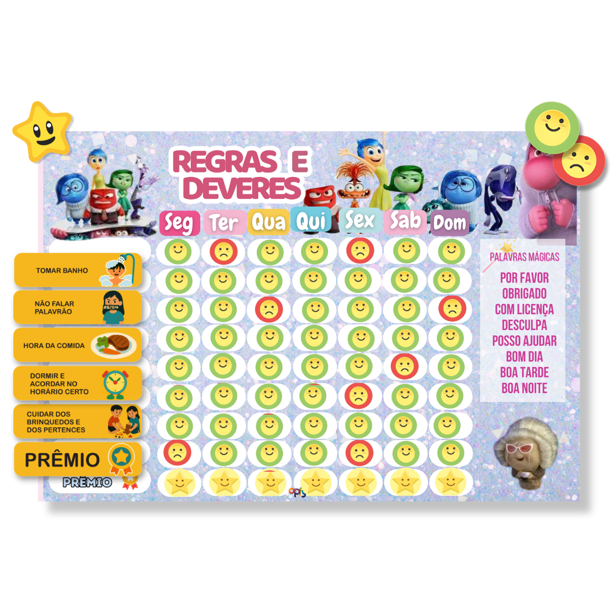 Quadro De Rotina Diária Infantil Incentivo Divertidamente