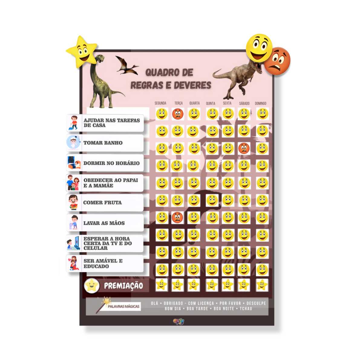 Quadro De Incentivo Infantil Dinossauro