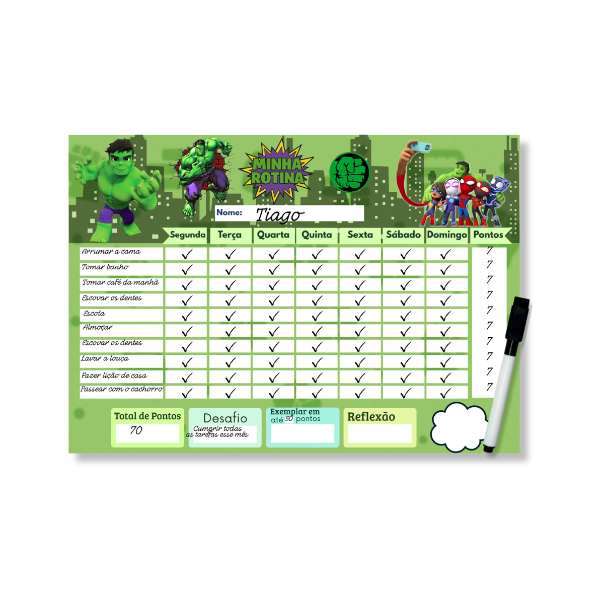 Quadro Do Incentivo Educativo Infantil Tema Herói Verde Opfy