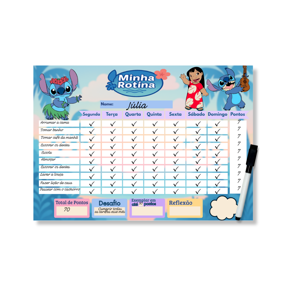 Quadro Do Incentivo Educativo Infantil Tema Stitch - Opfy