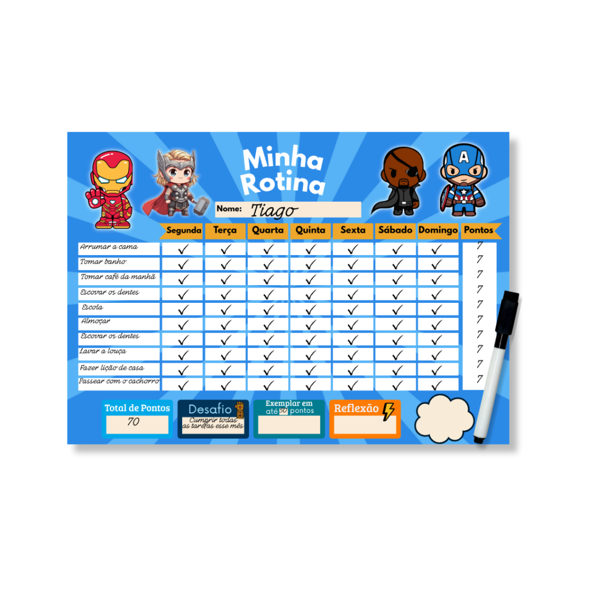 Quadro Do Incentivo Infantil - Tema Heróis Educativo Opfy