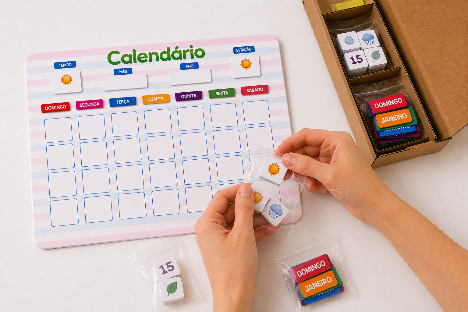 Quadro Educativo Infantil Calendário Interativo