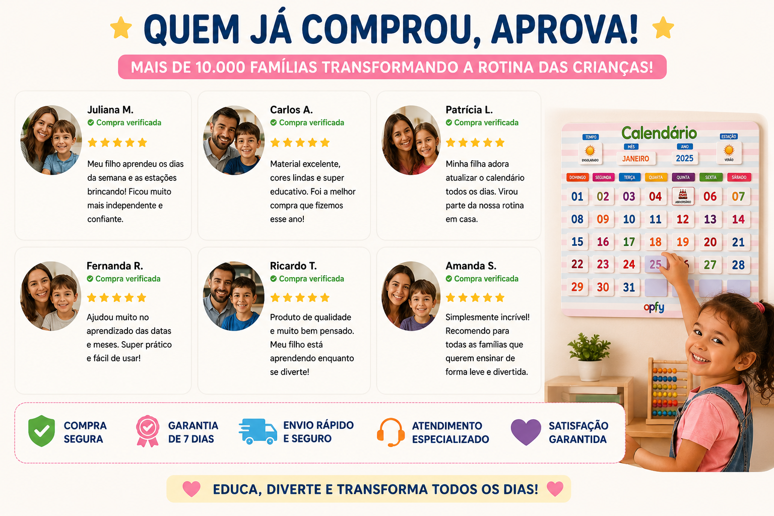 Quadro Educativo Infantil Calendário Interativo