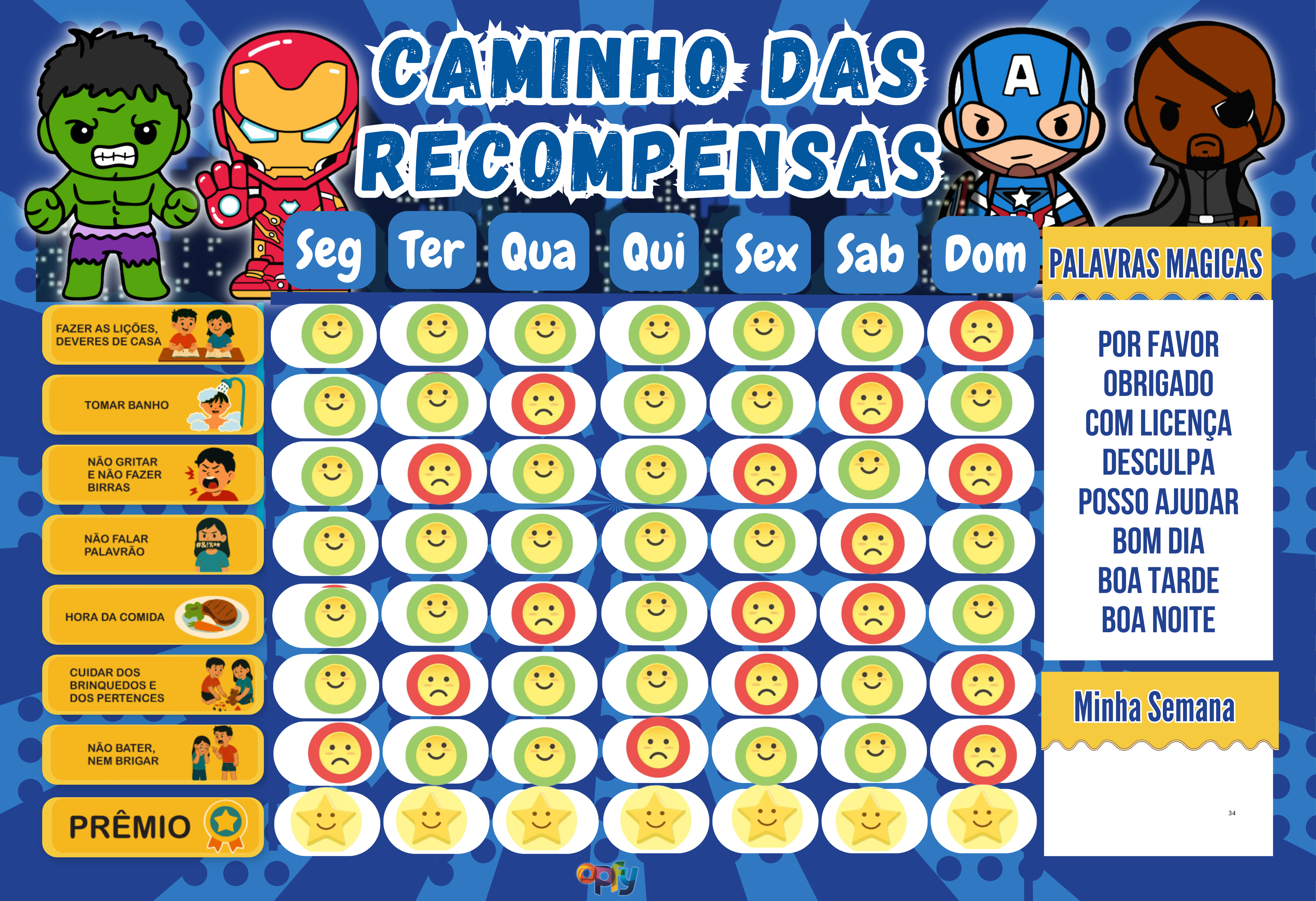 Quadro De Rotina Diária Infantil Incentivo Herois Imantado
