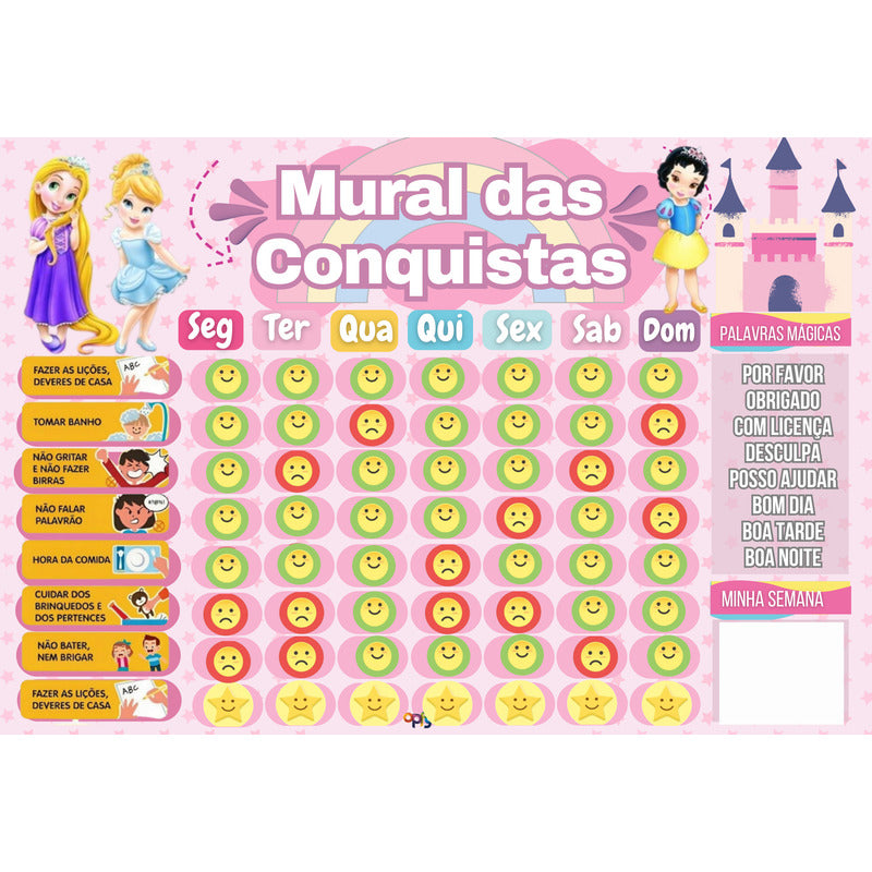 Quadro De Rotina De Parede - Meninas