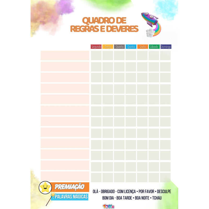 Quadro De Regras Infantil Educativo - 24 Regras  Magnetico