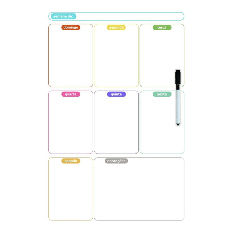Imã De Geladeira Lousa Magnetico Planner Semanal Promoção