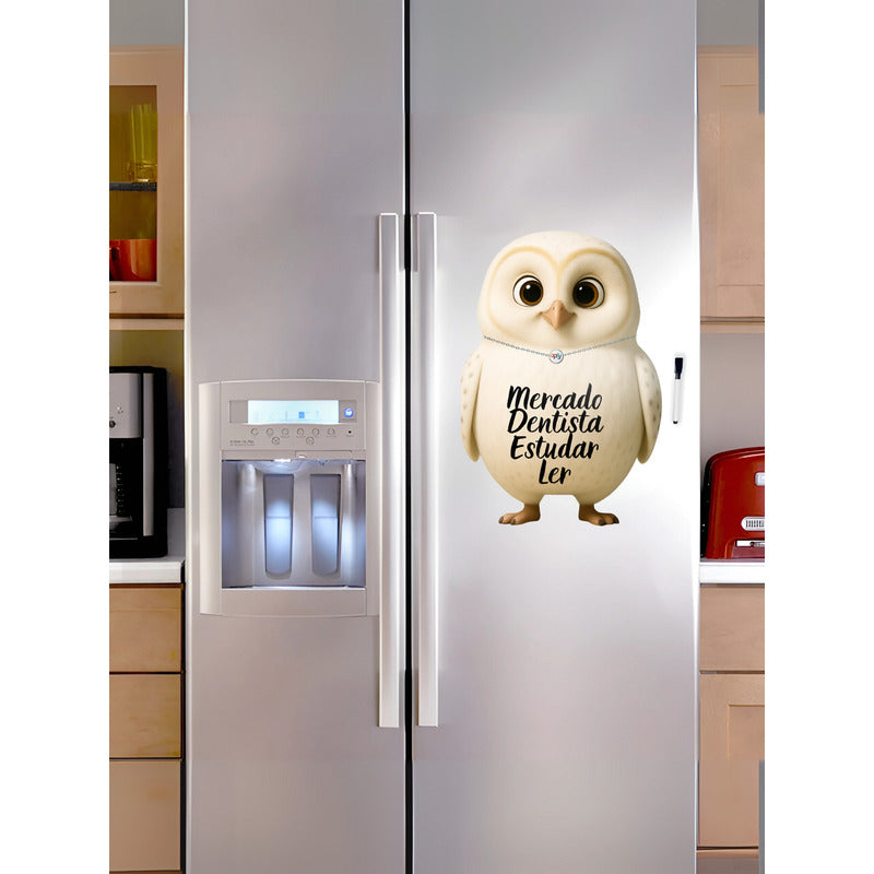 Ímã De Geladeira Coruja Branca Grande (a3) - Lousa Magn.