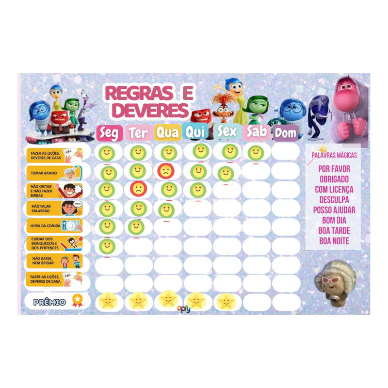 Quadro De Rotina Diária Infantil  Divertidamente De Parede