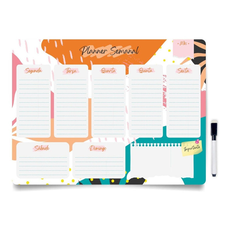 Planner Planejamento Ímã Para Geladeira Imantado Com Caneta