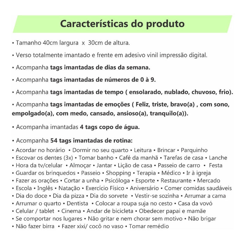 Quadro Educativo Infantil - Minha Rotina