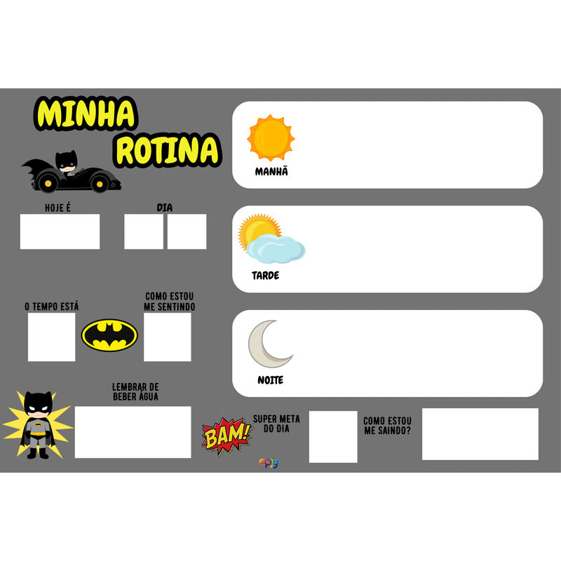 Kit Quadro De Rotina + Quadro De Incentivo + Brinde Batman
