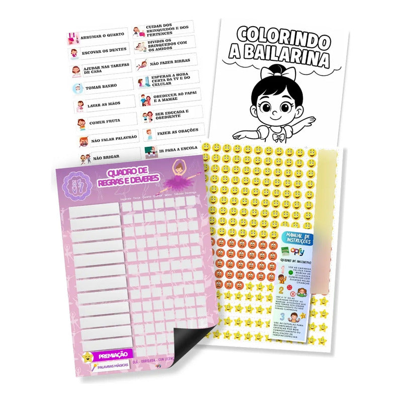 Quadro De Tarefas Infantil (30x40) Meninas - Variados