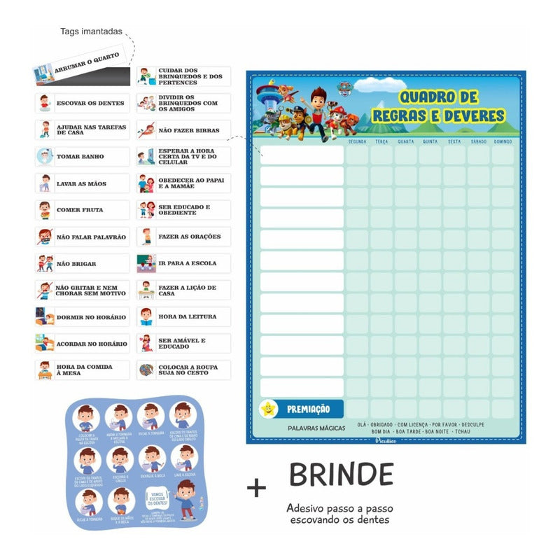 Quadro De Regras Infantil Educativo - Magnetico 24 Regras