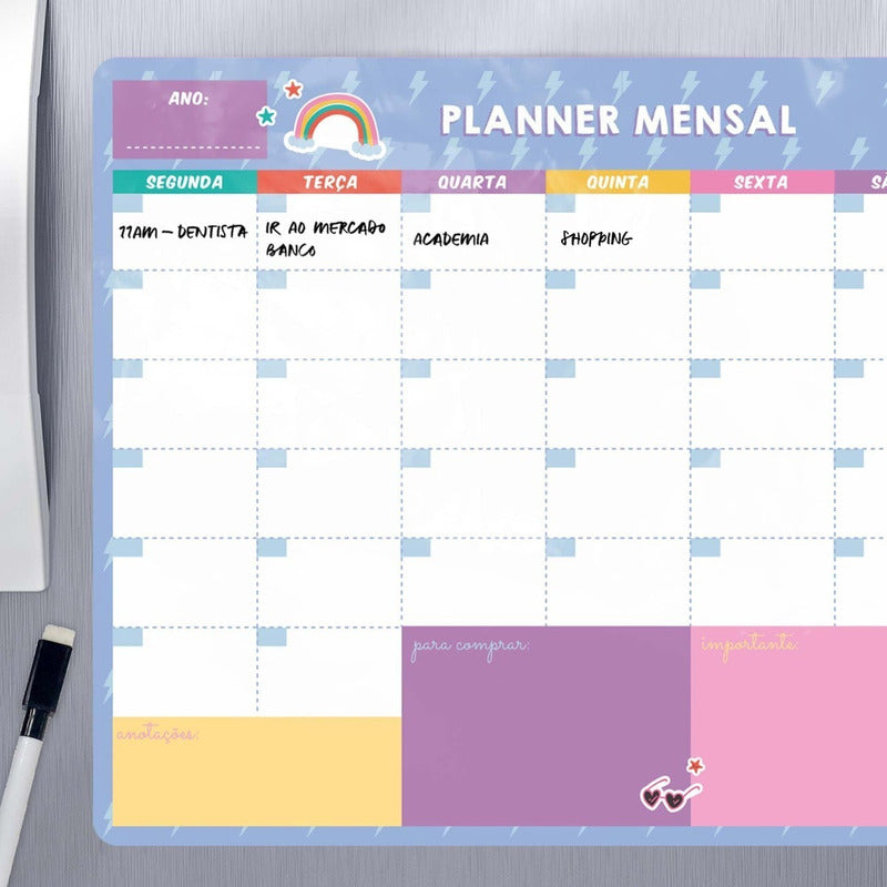 Planner Planejamento Ímã Para Geladeira Imantado Com Caneta
