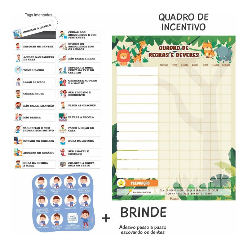 Quadro De Regras Infantil Educativo - Magnetico 24 Regras