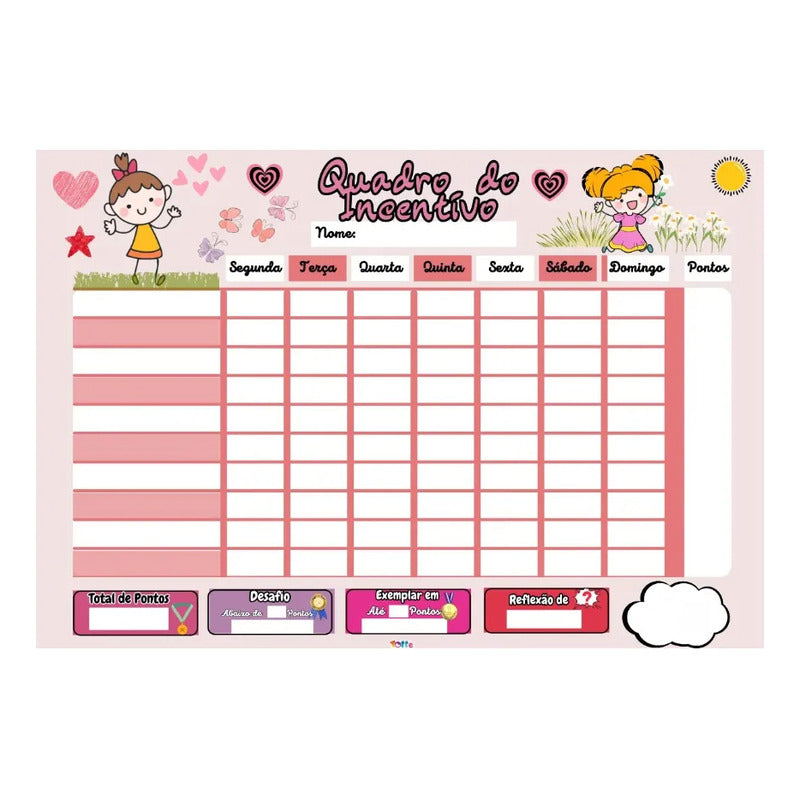 Quadro De Tarefas Infantil (30x40) Meninas - Variados
