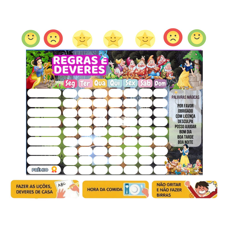 Quadro De Incentivo Infantil Branca De Neve