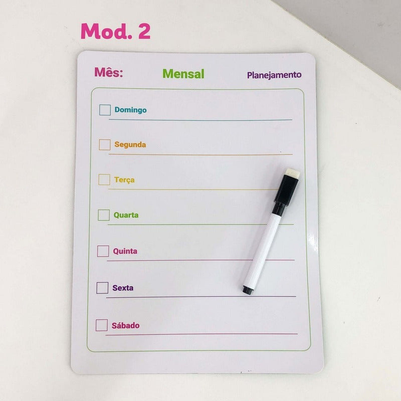 Kit 5 Lousa Magnética Planner Imã Geladeira Porta Recados