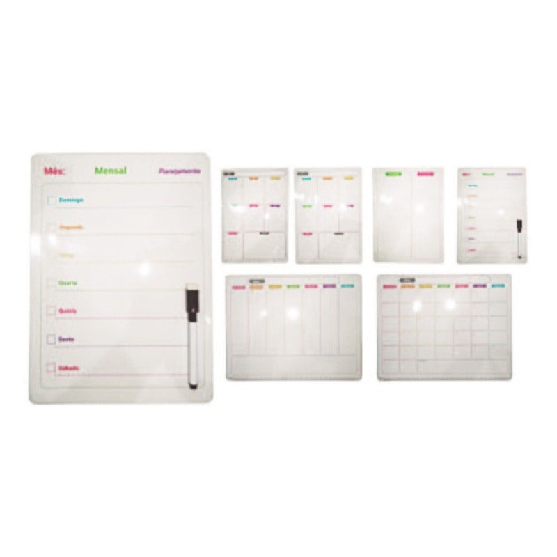 Kit 5 Lousa Magnética Planner Imã Geladeira Porta Recados