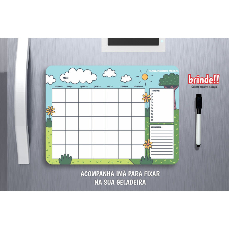 Imã Geladeira Apaga Lista Recado Anotações Planner Semanal 4
