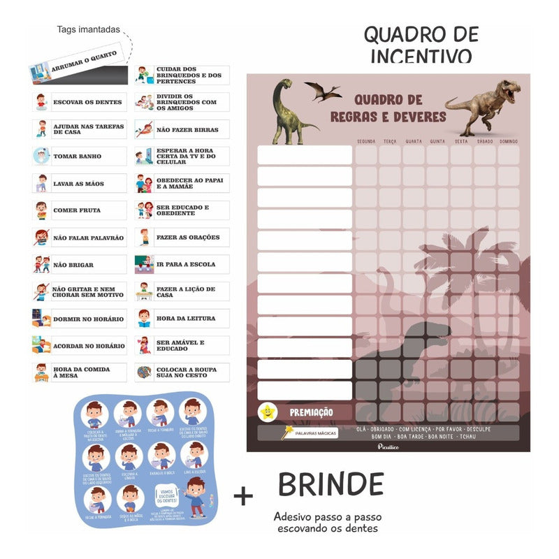 Quadro De Regras Infantil Educativo - Magnetico 24 Regras