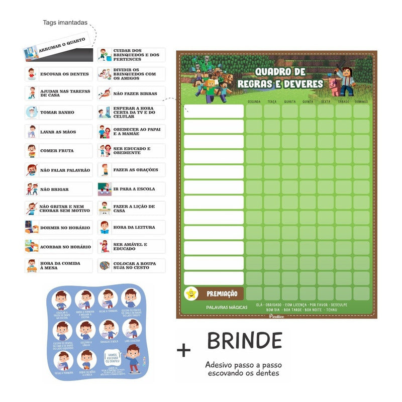 Quadro De Regras Infantil Educativo - Magnetico 24 Regras