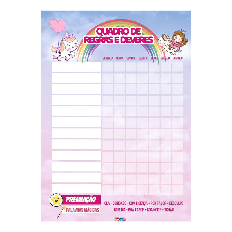 Quadro De Tarefas Infantil (30x40) Meninas - Variados