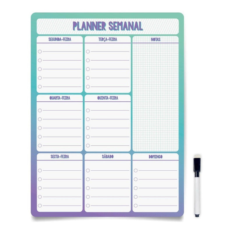 Planner Planejamento Ímã Para Geladeira Imantado Com Caneta