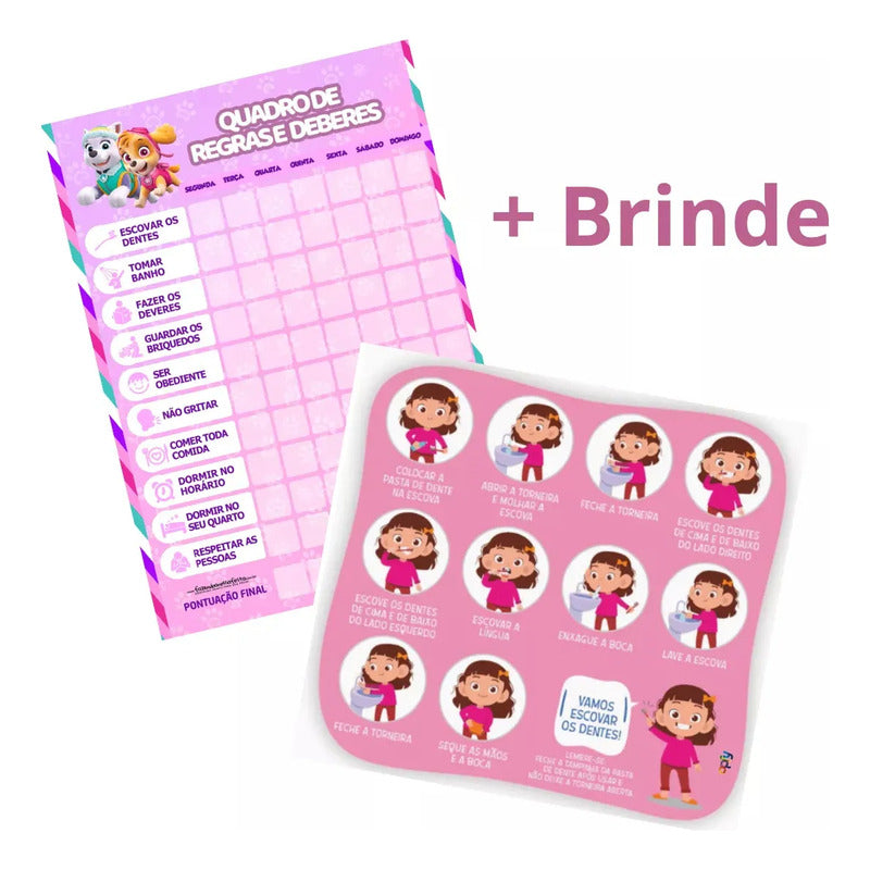 Quadro De Tarefas Infantil (30x40) Meninas - Variados