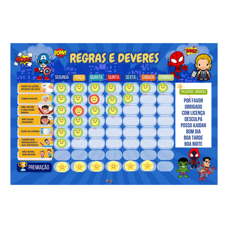 Quadro De Rotina Infantil Menina E Menino + Brinde