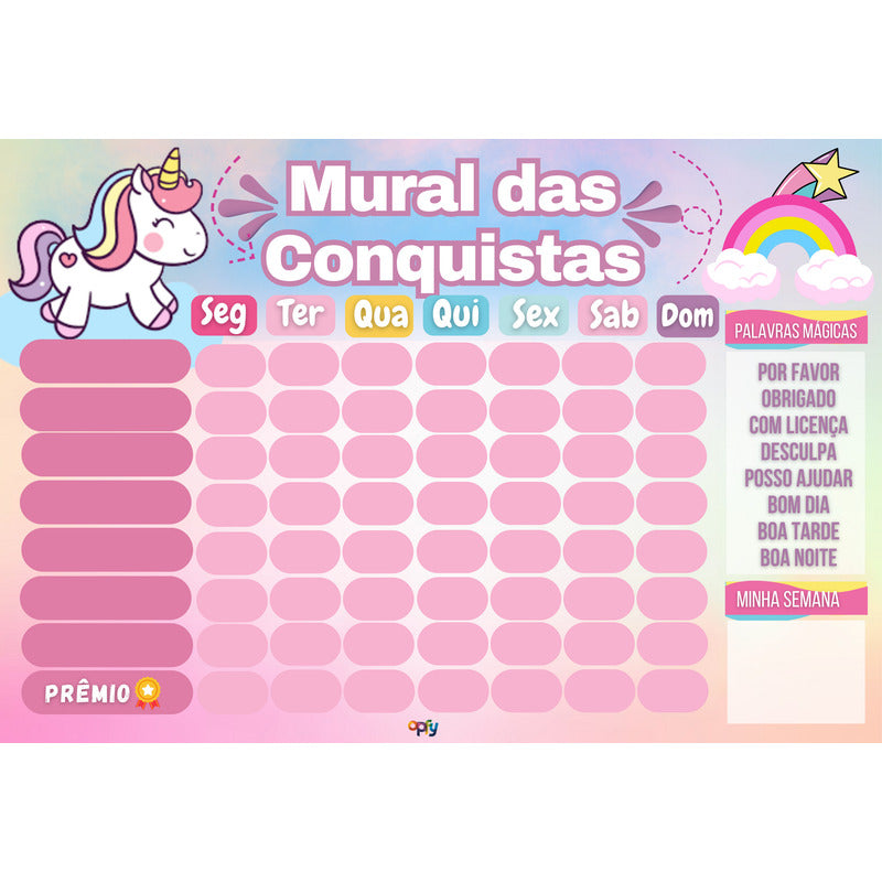 Quadro De Rotina De Parede - Meninas