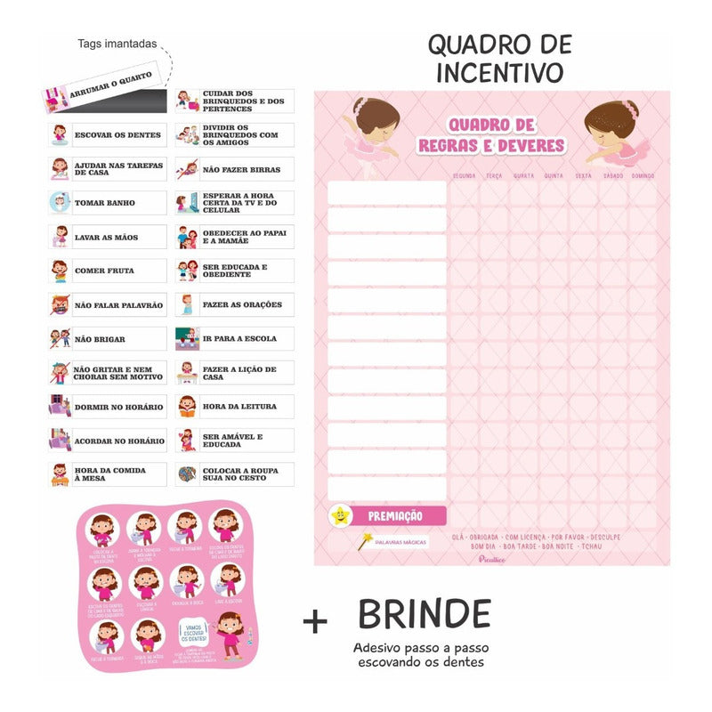 Quadro De Regras Infantil Educativo - Magnetico 24 Regras