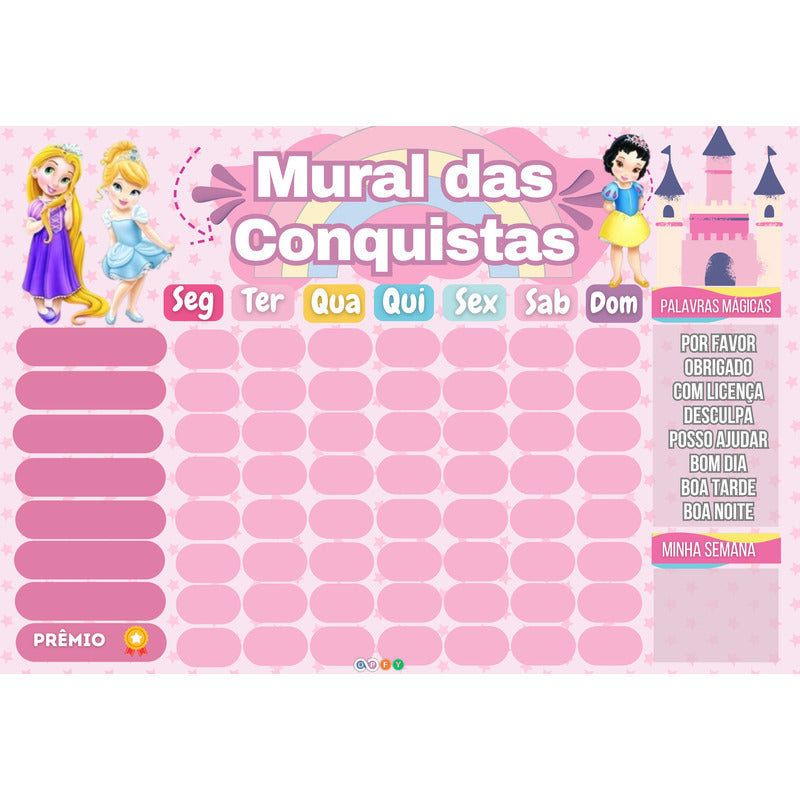 Quadro De Rotina De Parede - Meninas