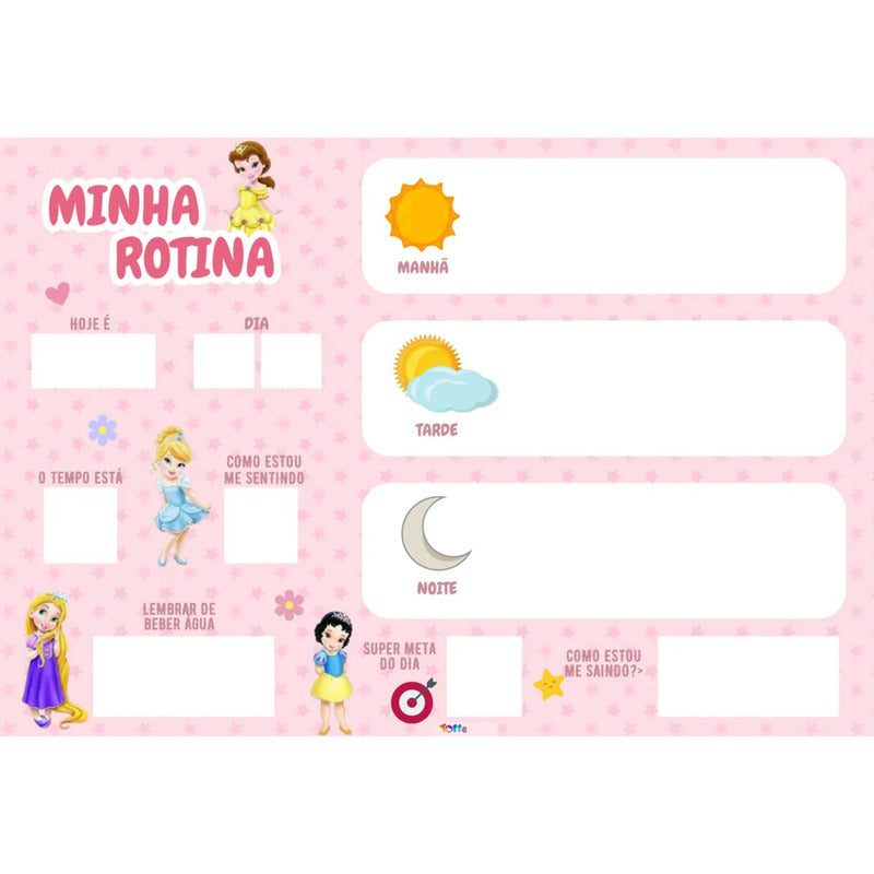 Kit Quadro De Rotina + Quadro De Incentivo Tema Princesas