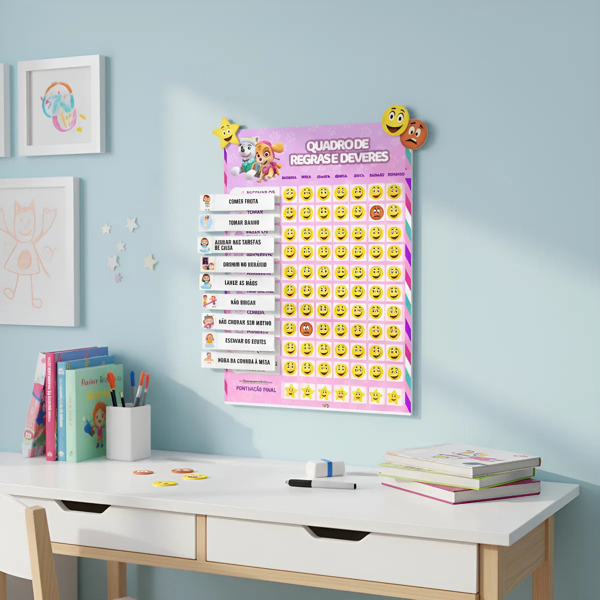 Quadro De Incentivo Infantil P. Canina Rosa De Parede