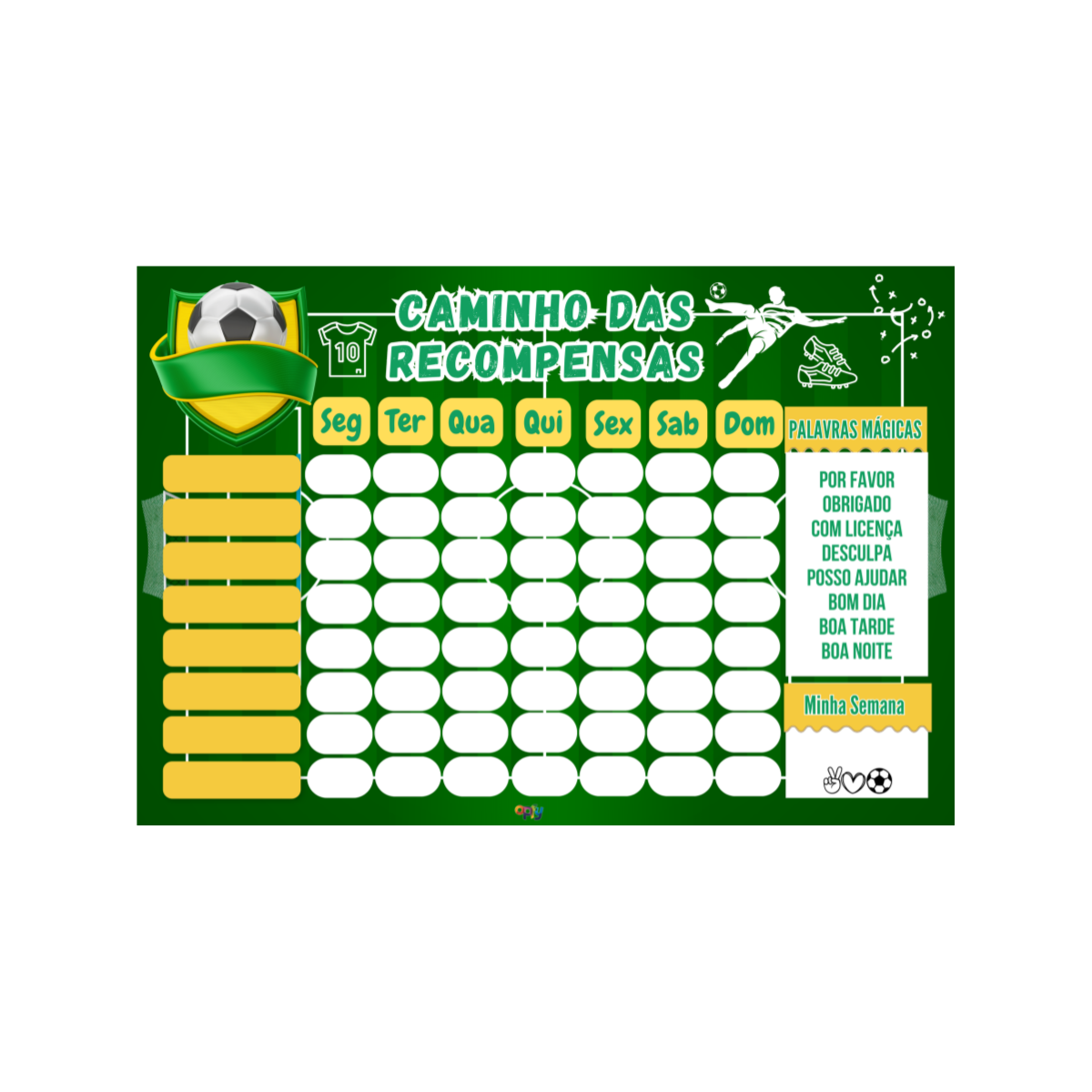 Quadro Rotina Infantil Tema Futebol + Brinde