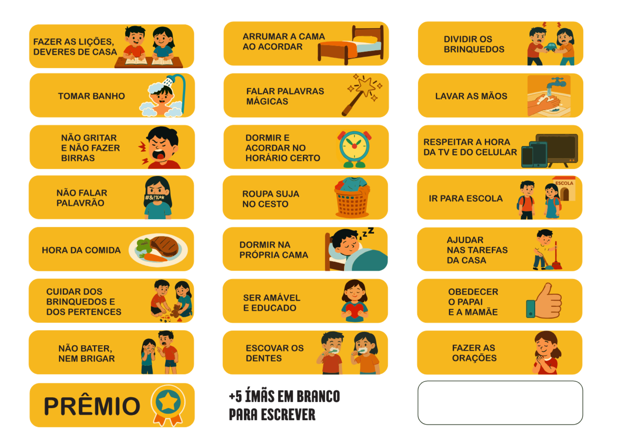 Kit 27 Tags Magnéticas Para Quadro De Tarefas Infantil