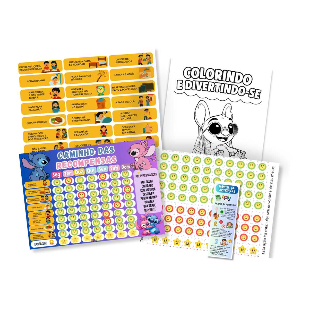 Quadro De Incentivo Infantil Stitch E Angel