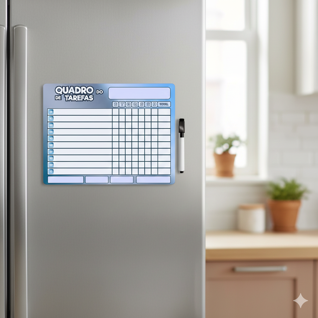 Imã Geladeira Apaga Lista Recado Anotações Planner Semanal 4 Cor Branco
