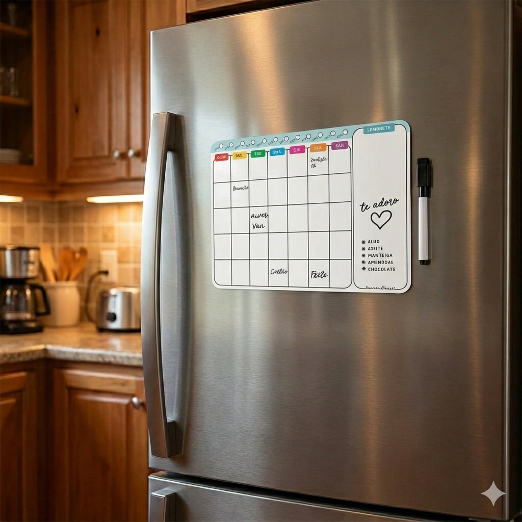 Lousa Magnética Imã De Geladeira Grande Porta Recados Calendário
